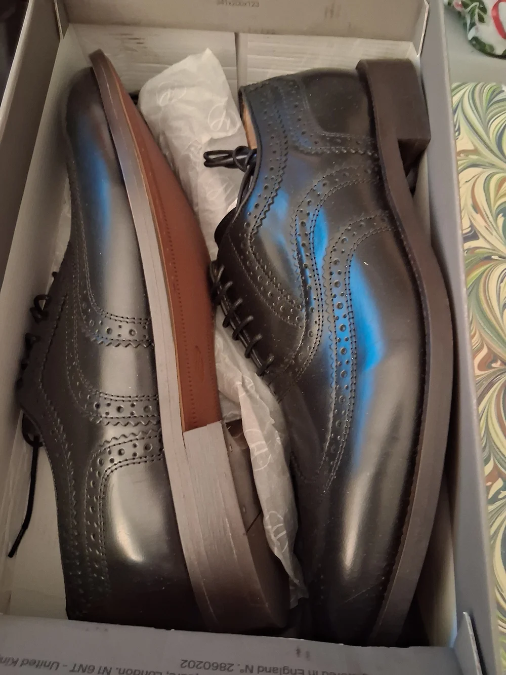 Black Leather Brogue Oxford Shoes